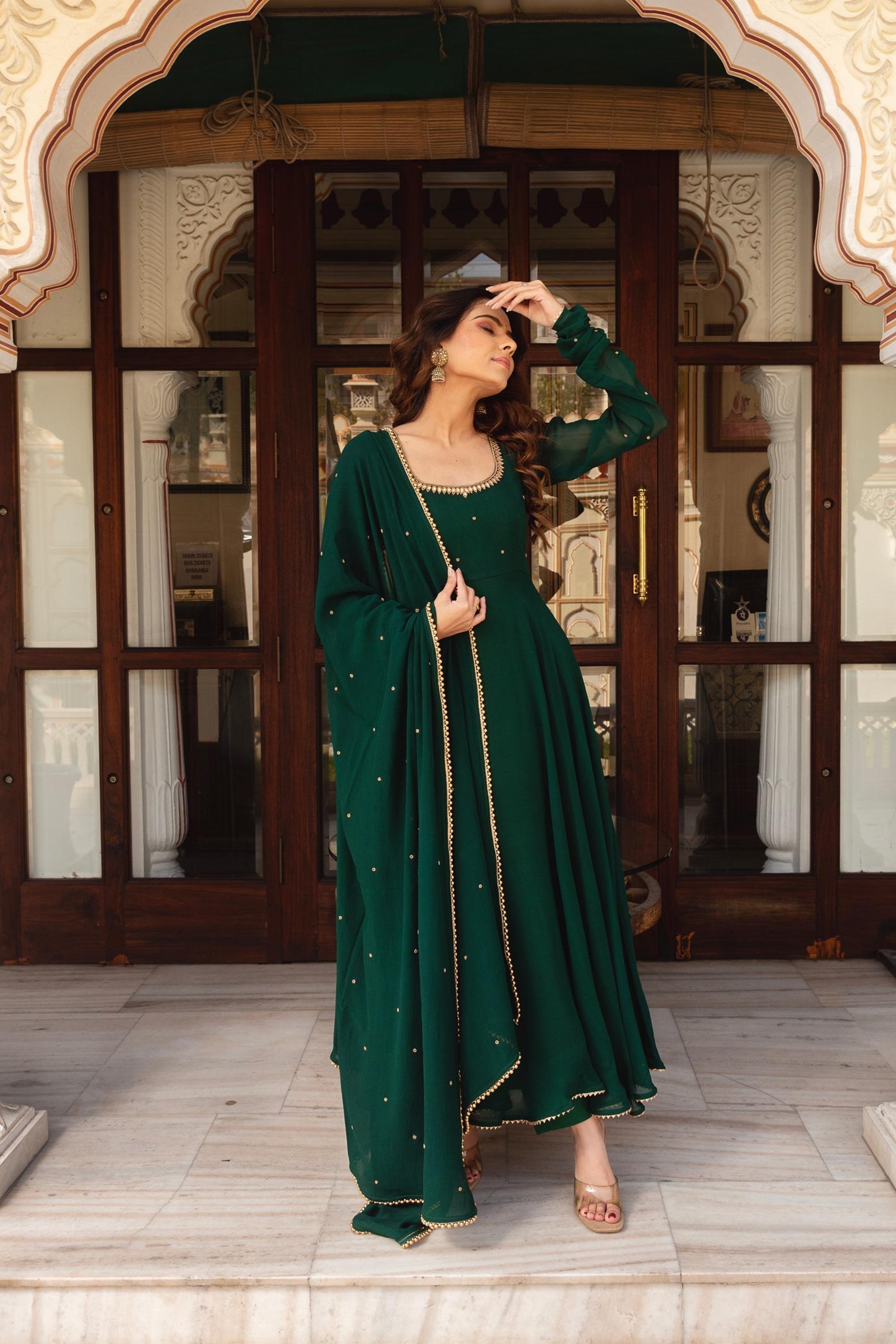 dupatta dresses for ladies Shop Luxurious Sequins Work Dupatta With Long Gown Party Wear in CA