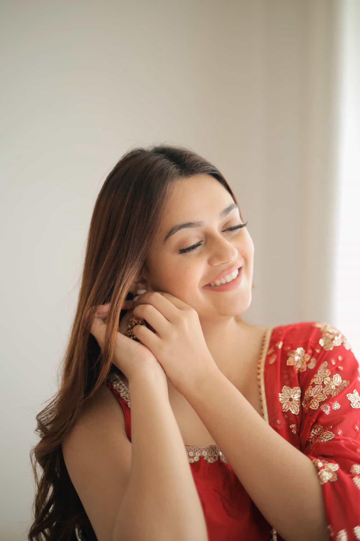 Red Georgette Sleeveless Gown with Sequins Dupatta | Party & Festive Wear