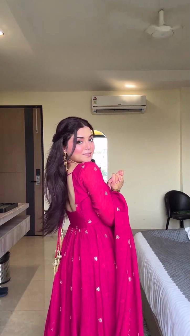 Red Chilli Slit Anarkali Premium Suit Set | Festive & Party Wear Style