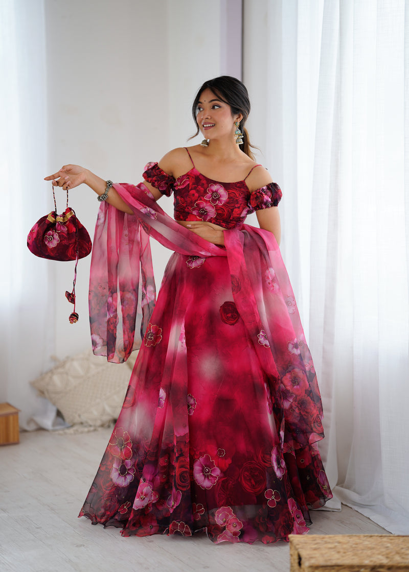 Party Wear Dream Organza Silk Full Stitched Lehenga For Women | Wedding Outfits For Women