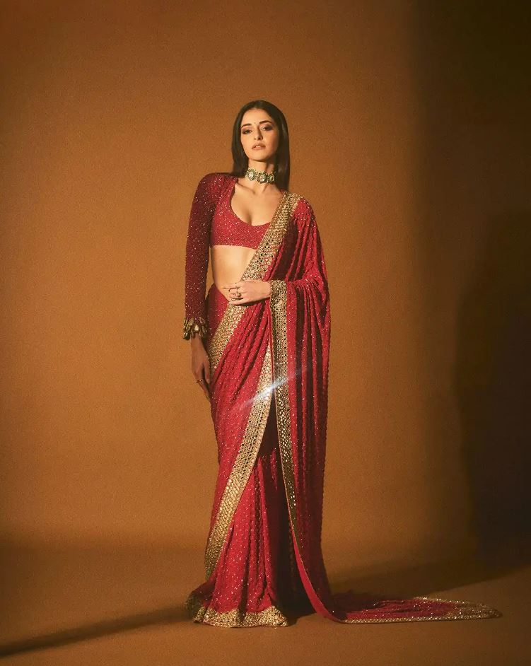 Hot Red Mirror Work Saree For Women | Saree For Wedding | Saree For Women Party Wear