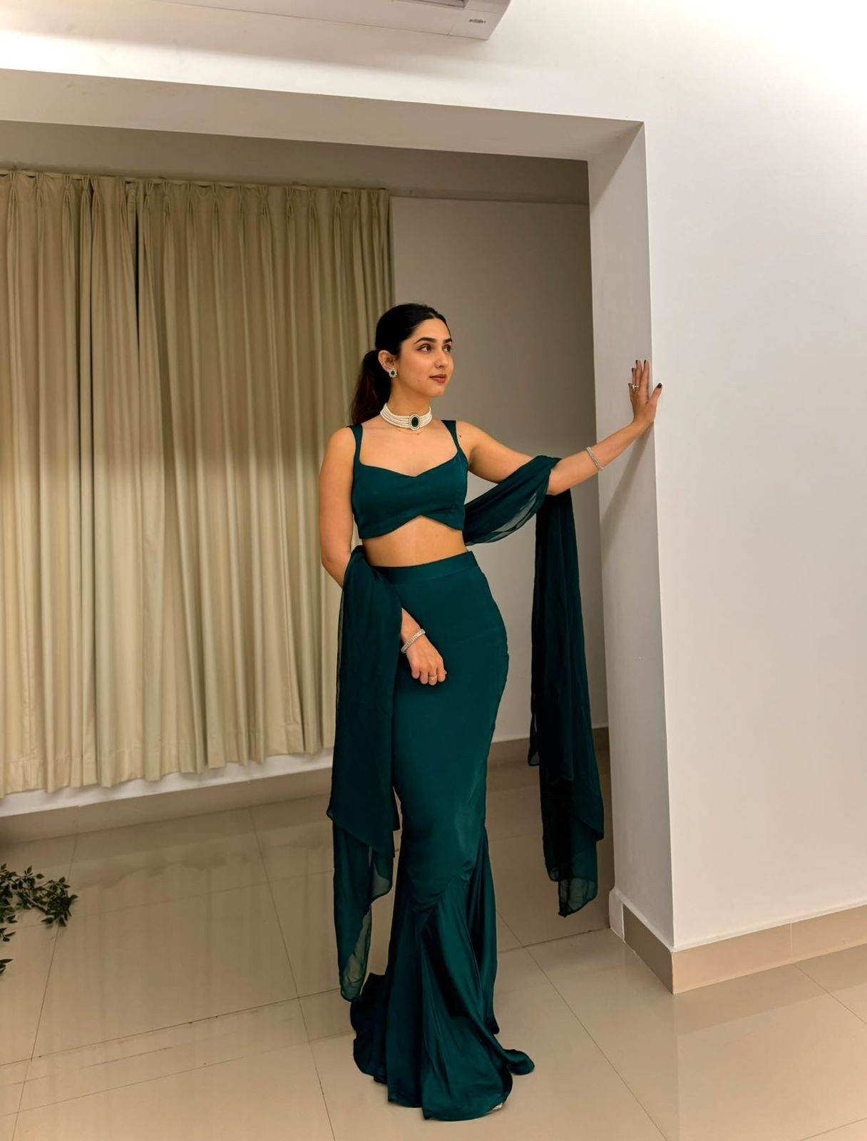 Y2K Fishtail 90s Emerald Green Fish Cut Lehenga For Women | Reception & Party Wear