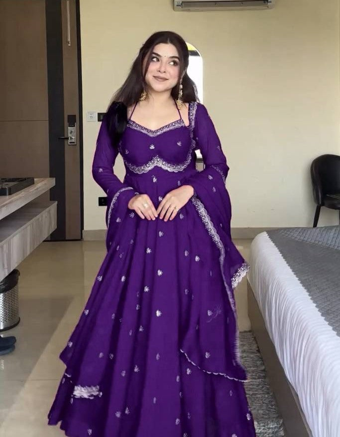 Red Chilli Slit Anarkali Premium Suit Set | Festive & Party Wear Style