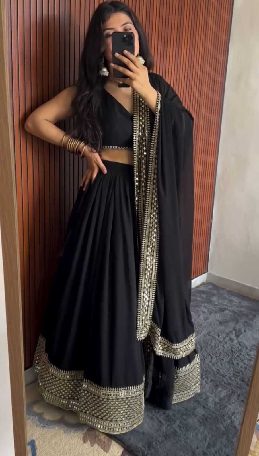 Wedding Wear Black Lehenga For Women
