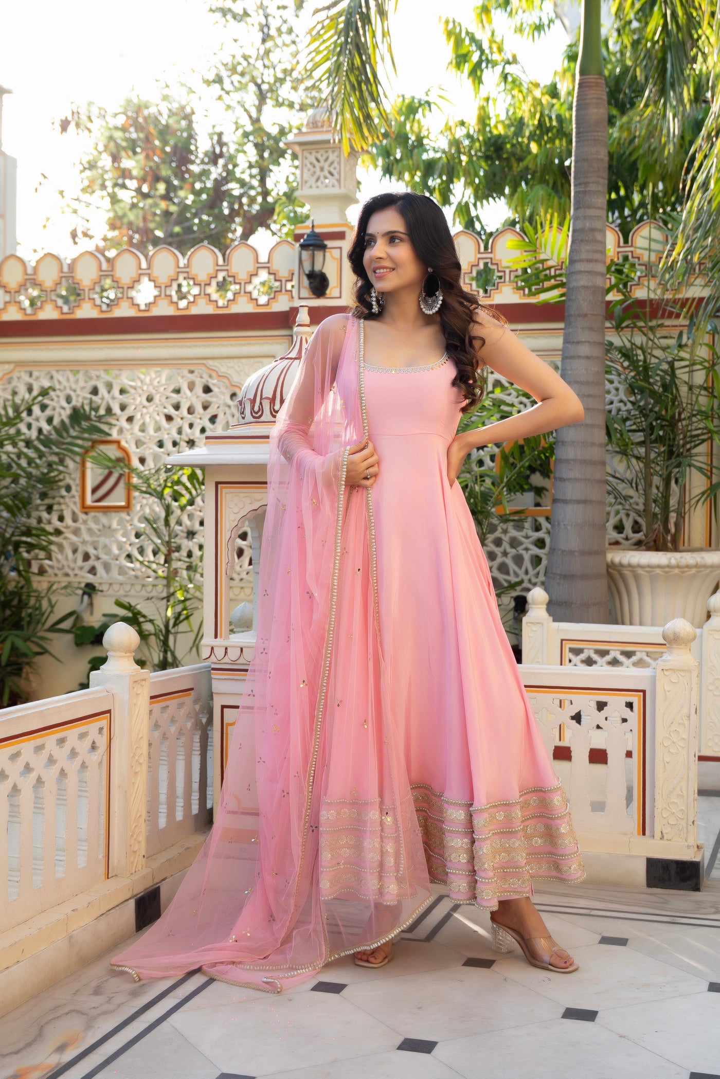 Baby Pink Designer Anarkali Suit for Women | Wedding, Sangeet & Festive Wear