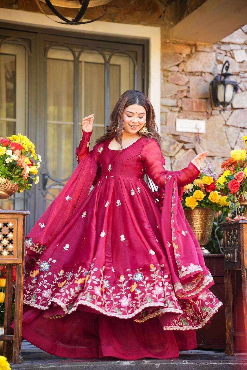 Wine Maroon Anarkali Suit | Festive & Wedding Wear
