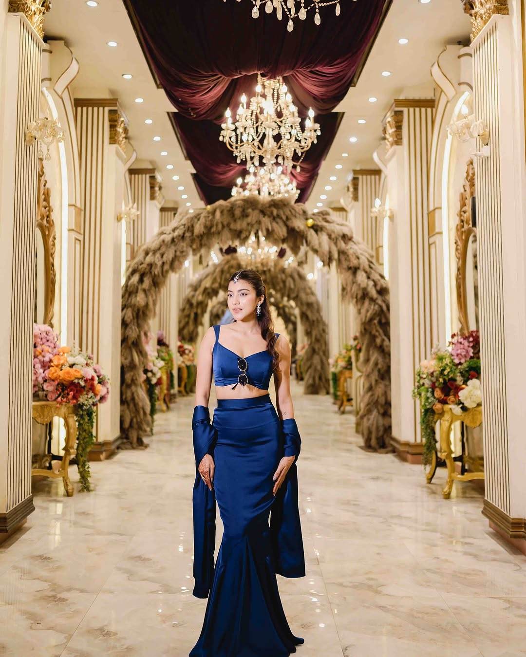 Y2K Fishtail 90s Blue Satin Silk Mermaid Fish Cut Lehenga | Cocktail Party & Sangeet Night Wear