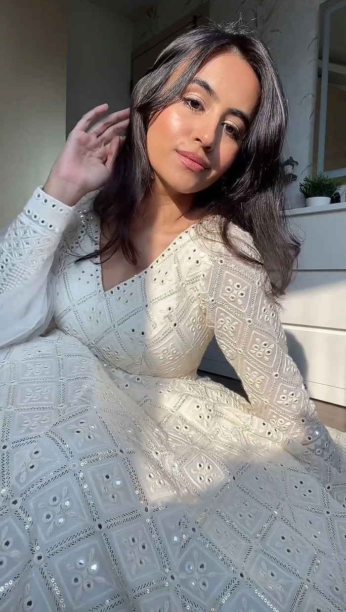 Elegant Party Wear Lakhnawi Embroidered Georgette Anarkali Suit with Dupatta