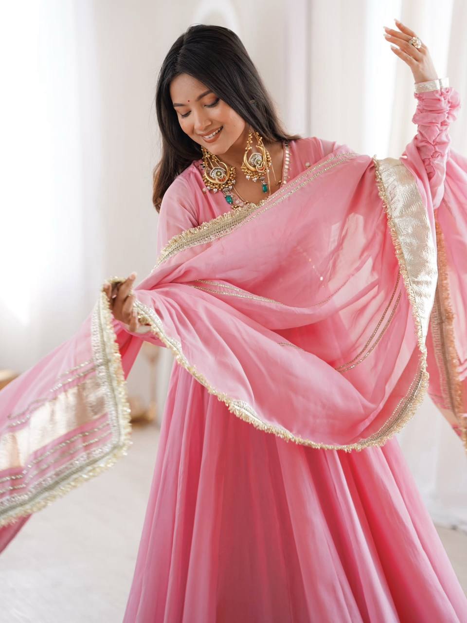 Pink Flared Anarkali Suit For Women | Wedding, Party & Festive Wear
