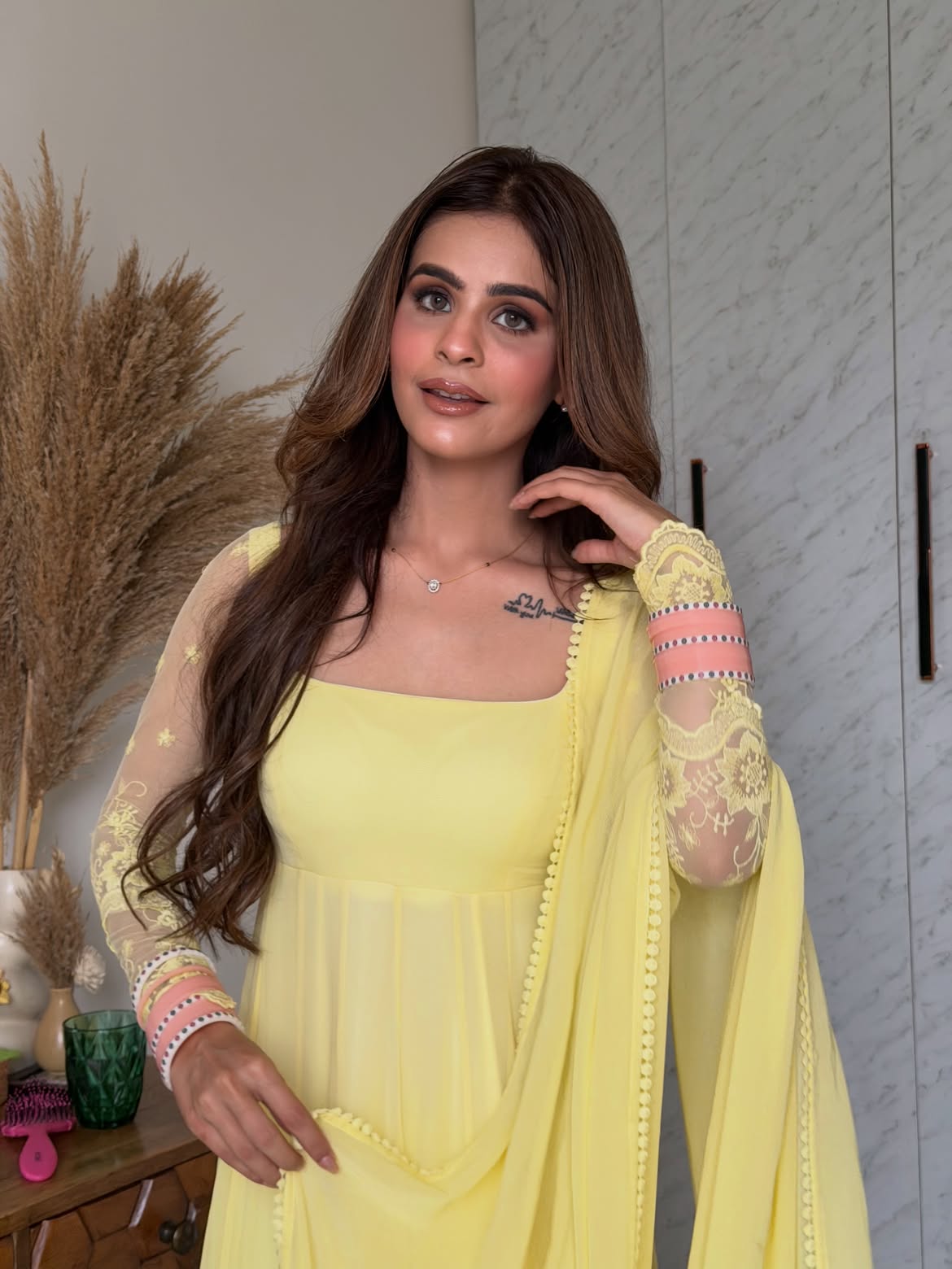 Stylish Pastel Yellow Anarkali Suit For Women | Wedding, Party & Festive Wear