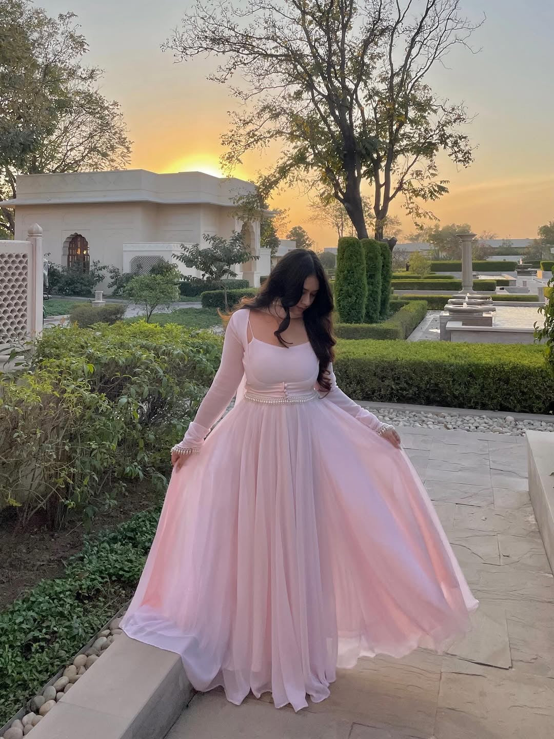 Blush Pink Jacket Style Anarkali Suit For Women