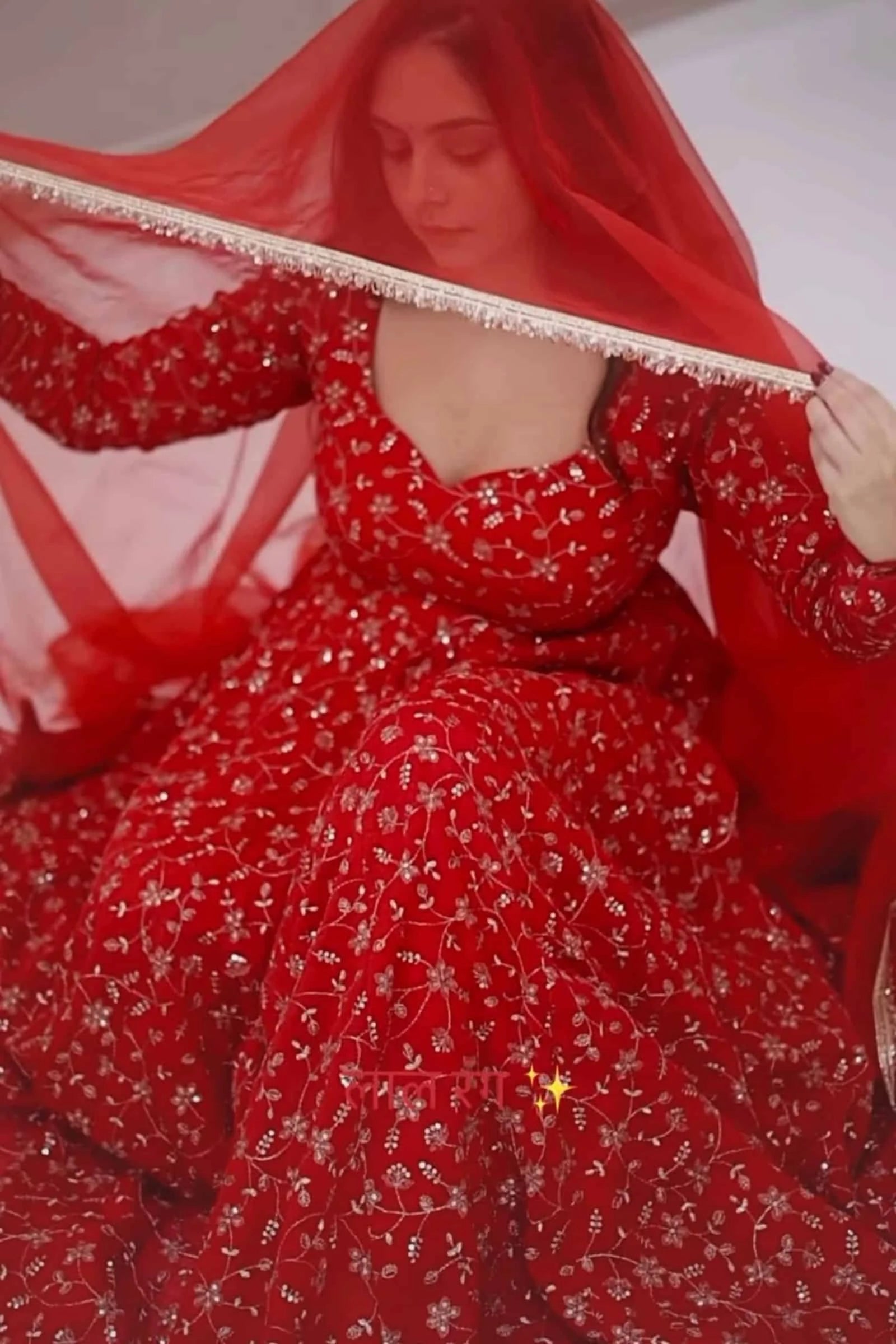 Red Georgette Embroidered Anarkali Suit Perfact For Festive Wear