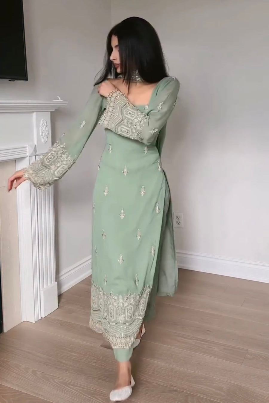 Festive Elegant Pastel Kurta Pant Dupatta Set