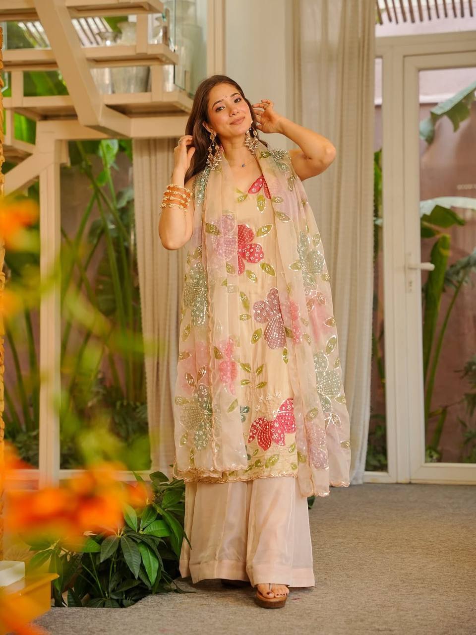 Floral Printed Party Wear Palazzo Sharara Suit Set For Women | Wedding Dress For Women