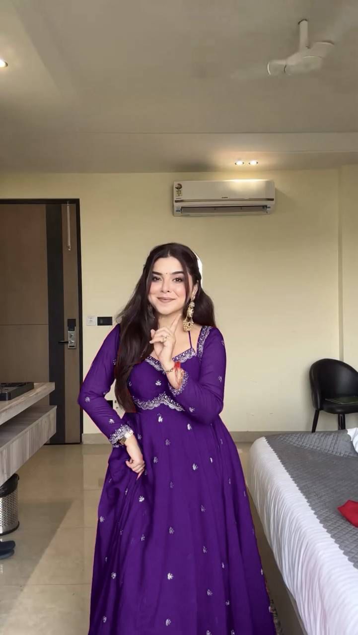 Red Chilli Slit Anarkali Premium Suit Set | Festive & Party Wear Style