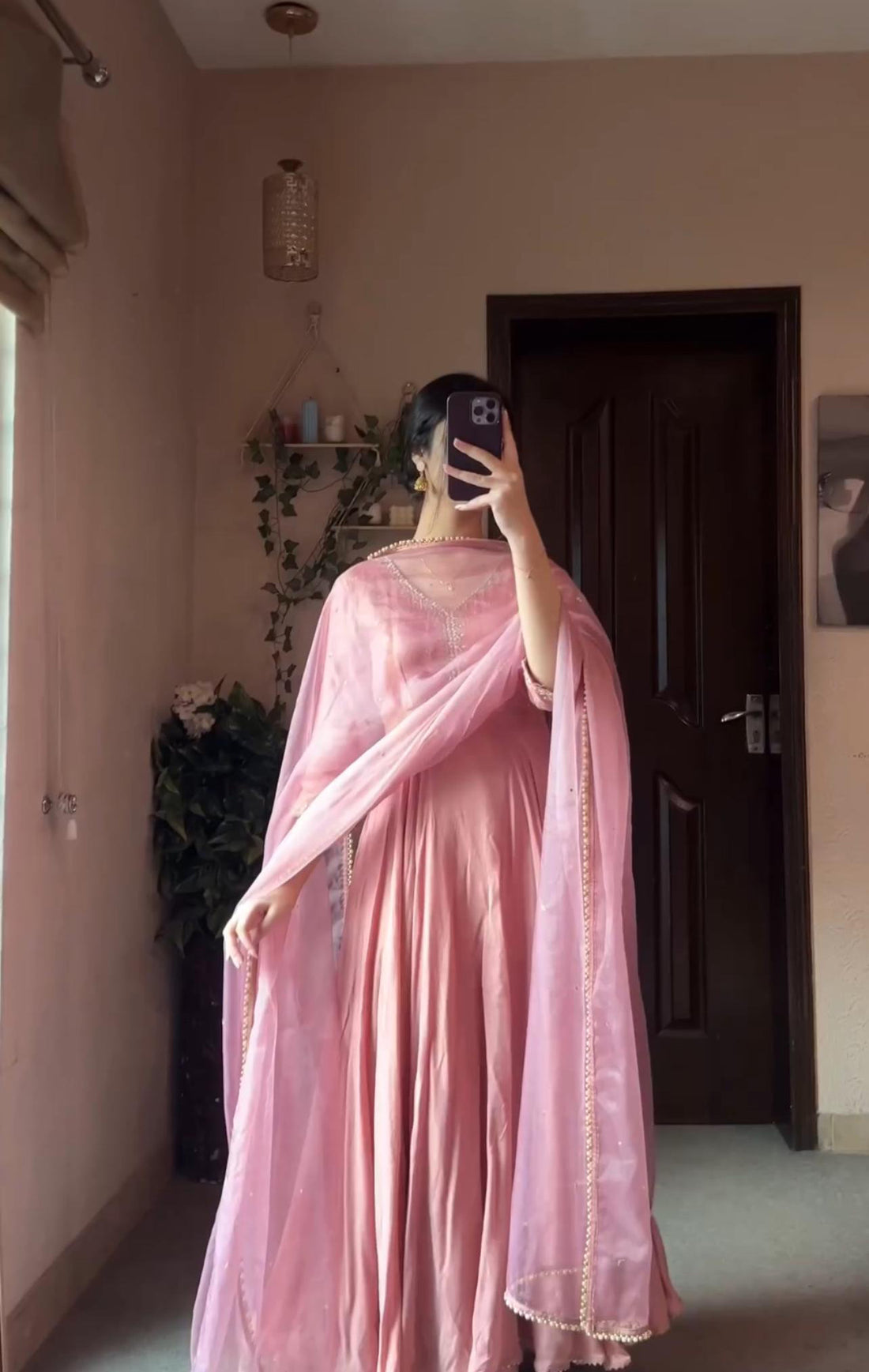 Festive Wear Designer Party Wear Peach Color Exclusive Gown