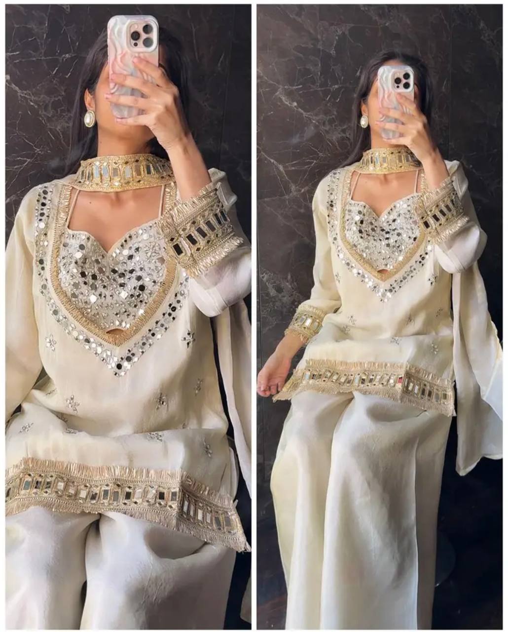 Festive Wear Royal Mirror Work Sharara Set For Women