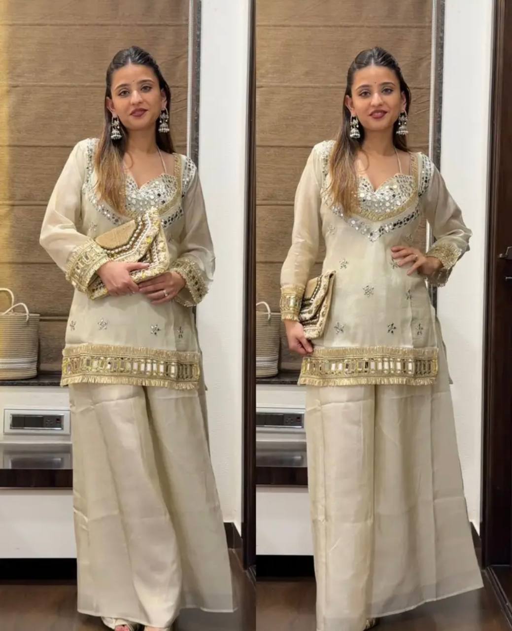 Festive Wear Royal Mirror Work Sharara Set For Women