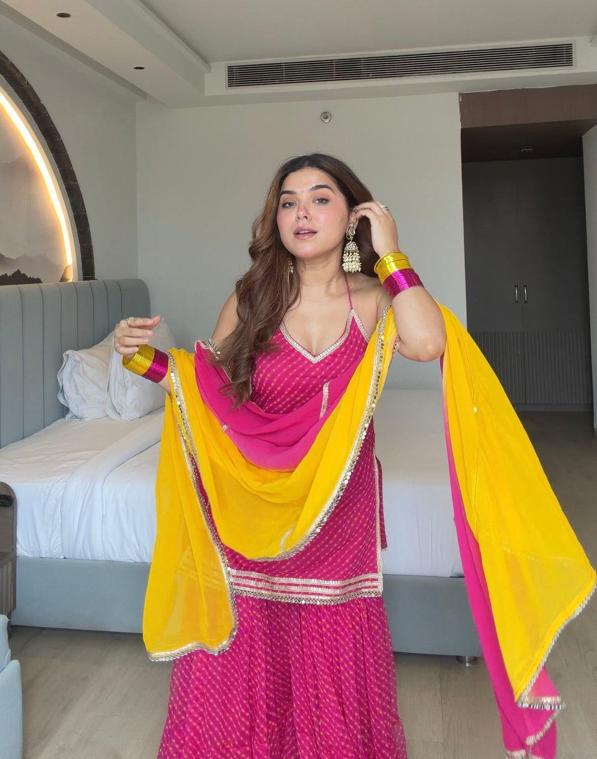 Festive Wear Pink Sharara Suit Set for Women | Mehendi, Haldi & Wedding Wear