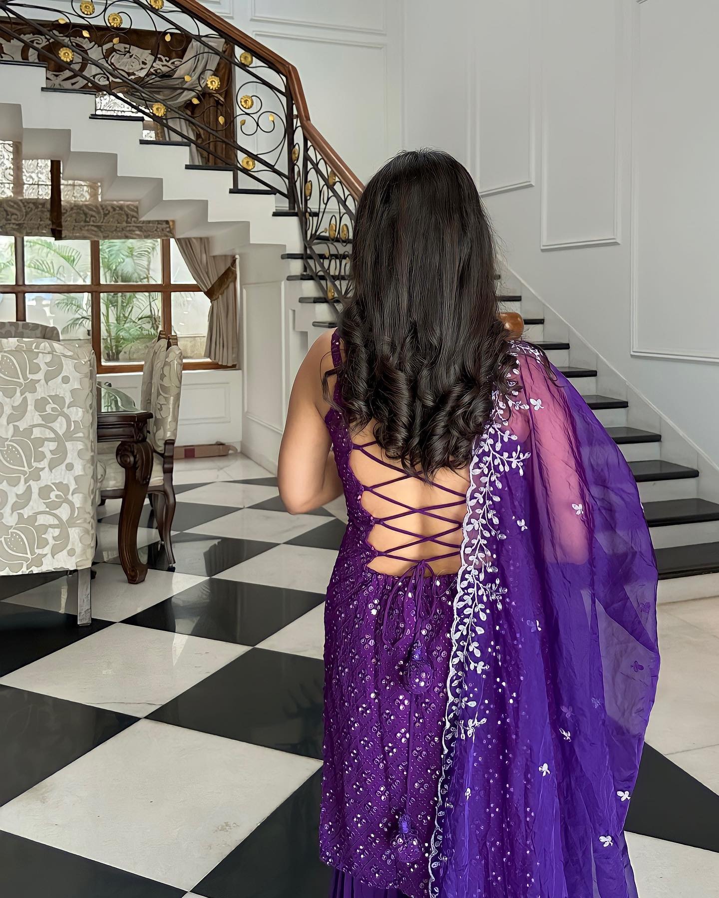 Festive Wear Purple Georgette Embroidered Kurti Sharara Set with Dupatta