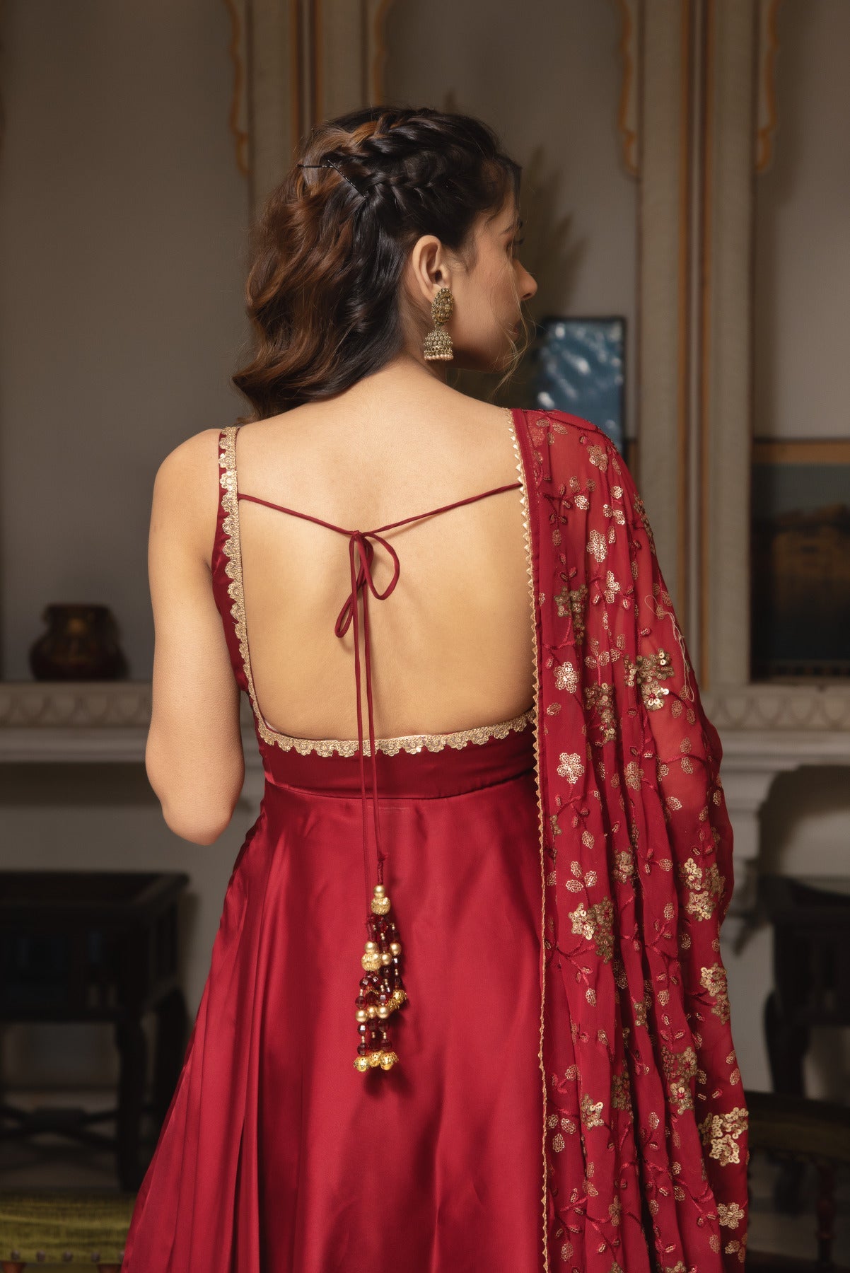Festive Wine Red Georgette Anarkali Suit
