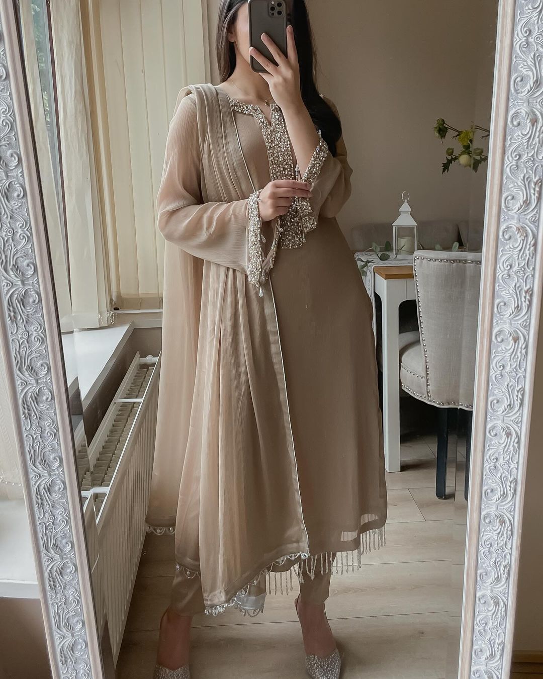 Dusty Rose Moti Handwork Kurta Set For Women | Buy Eid Special Dress For Women