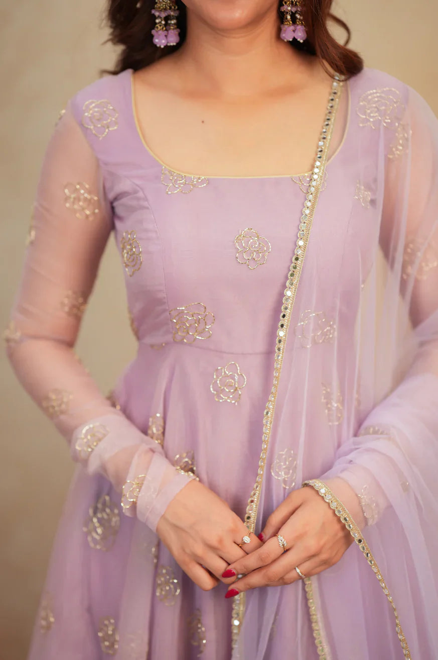 Festive Wear Lavender Anarkali Gown
