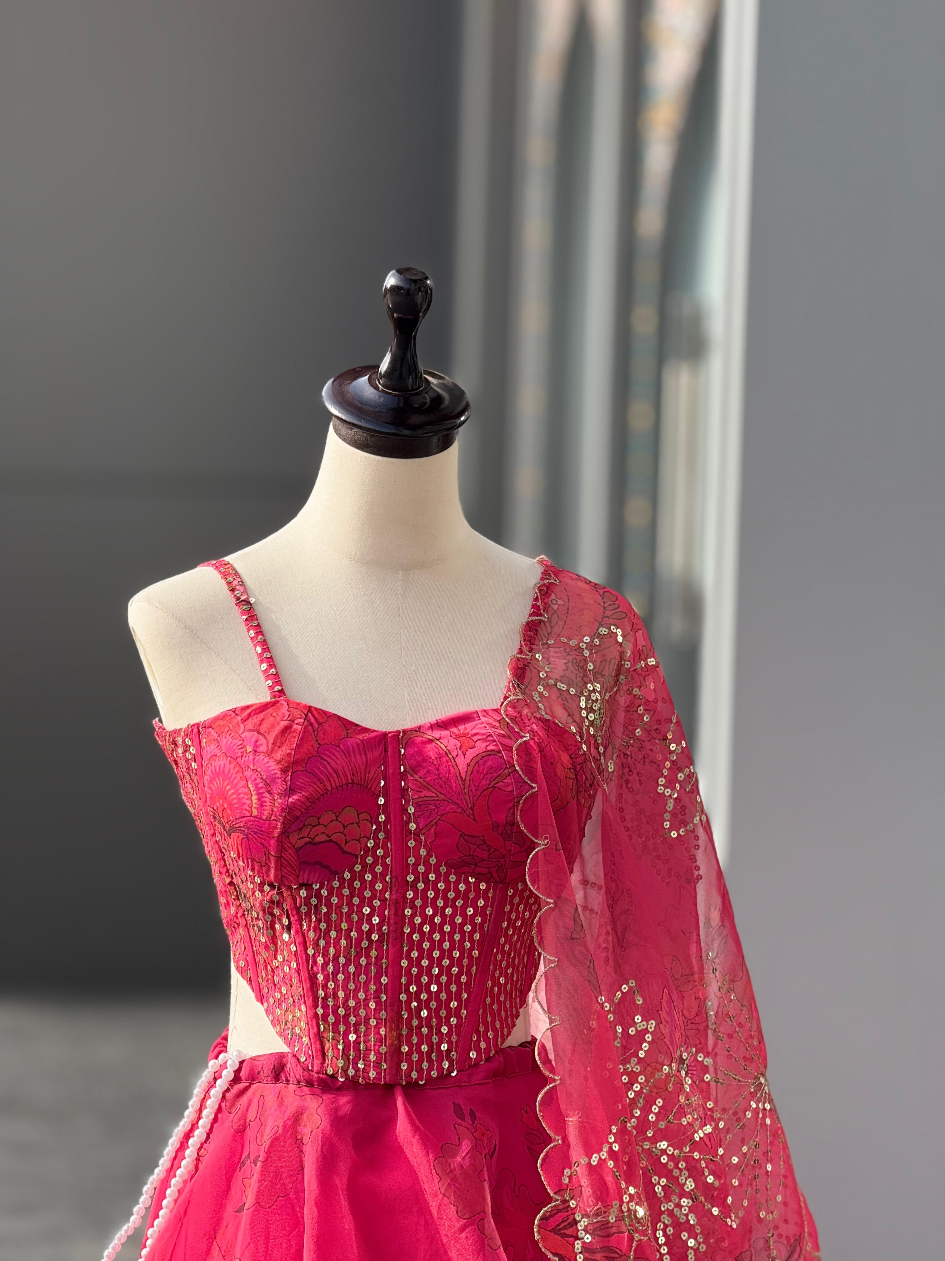 Girlish Pink Floral Full Stitched Lehenga For Women | Wedding Outfits For Women