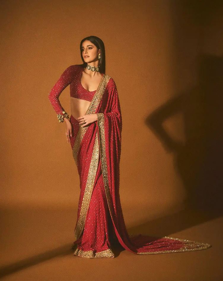 Hot Red Mirror Work Saree For Women | Saree For Wedding | Saree For Women Party Wear