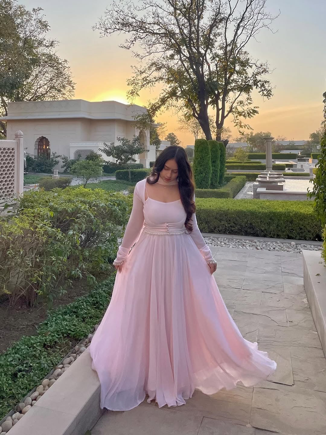 Blush Pink Jacket Style Anarkali Suit For Women
