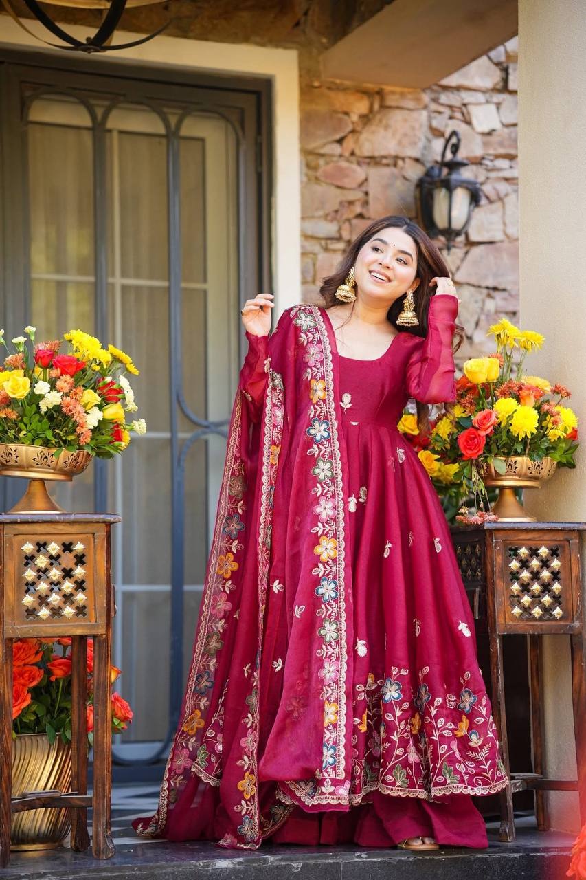 Wine Maroon Anarkali Suit | Festive & Wedding Wear