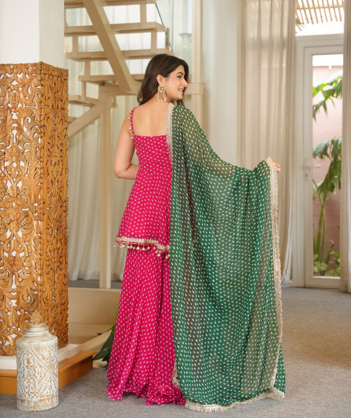 Rani Pink Designer Sharara Suit Set For Women | Mehendi, Sangeet & Festive Wear
