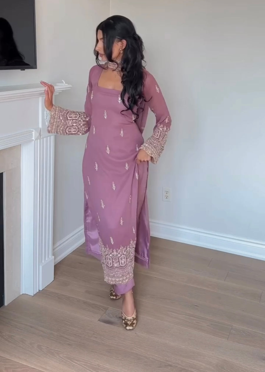 Festive Elegant Pastel Kurta Pant Dupatta Set