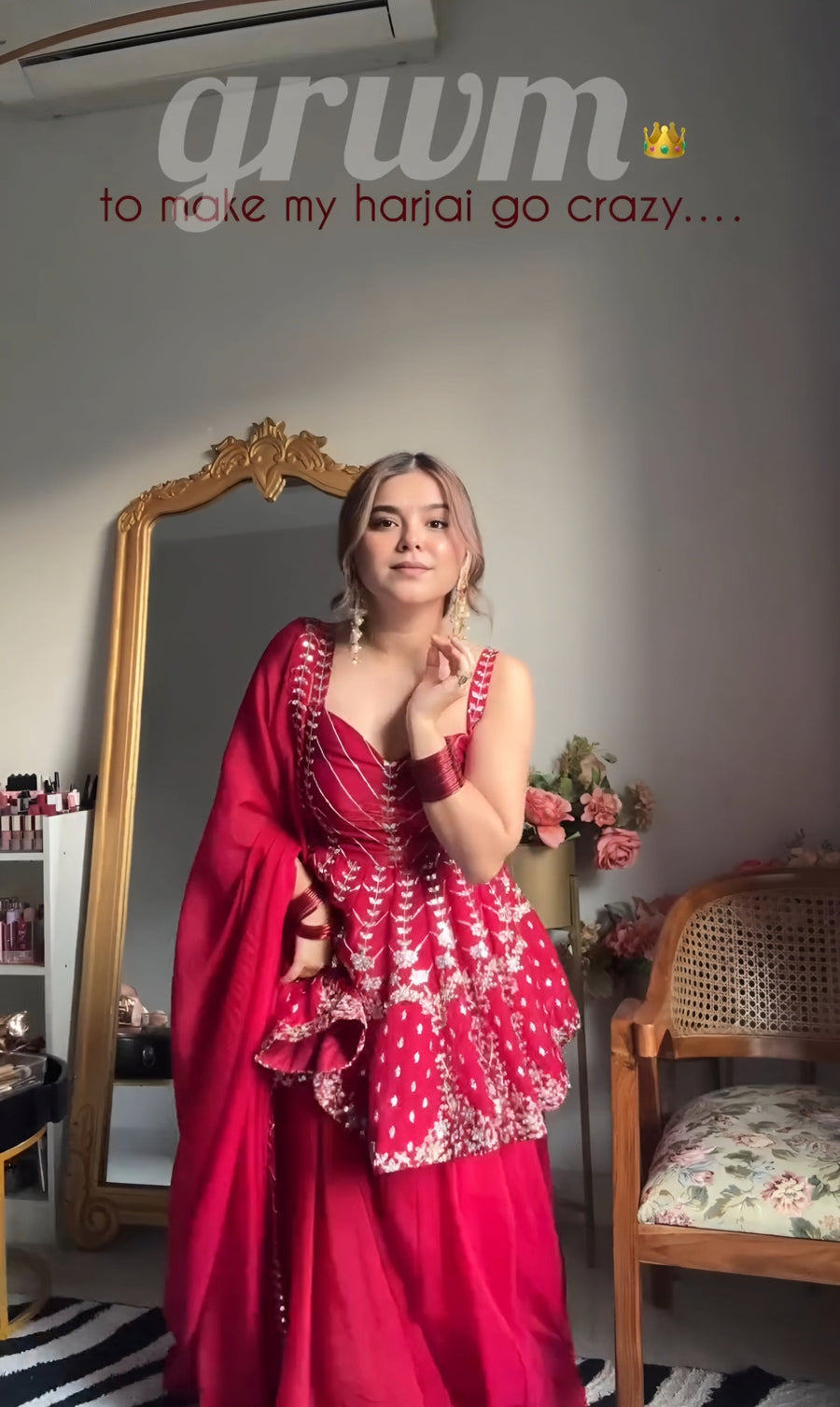 Royal Red Heavy Sequin Sharara Set with Dupatta – Designer Festive Wear