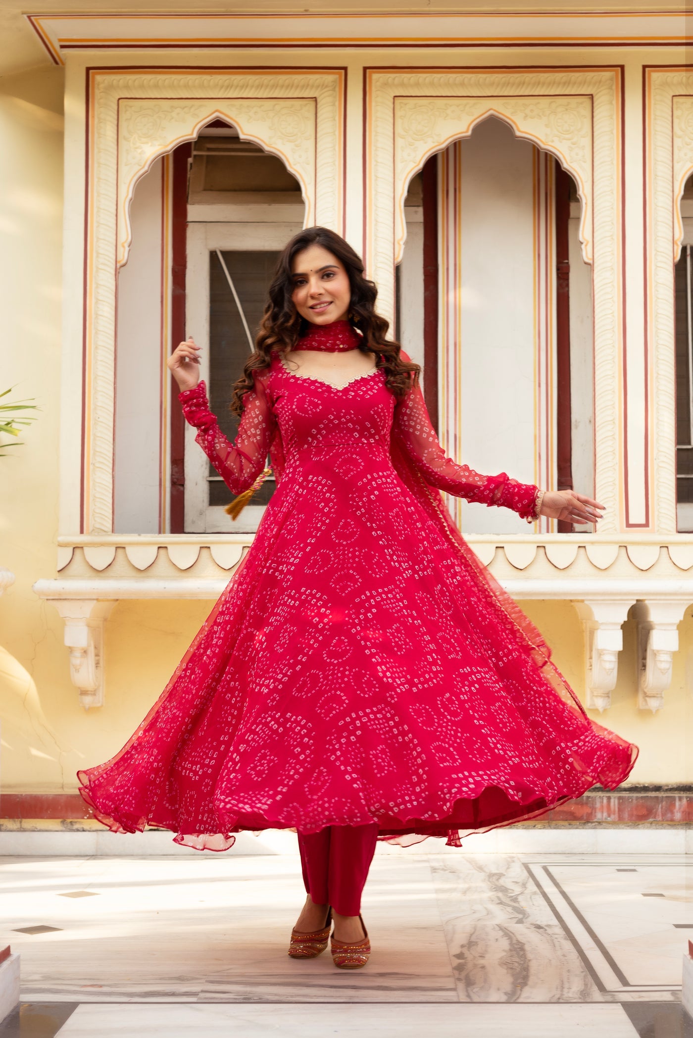 Designer Wear Digital Print Pink Color Awesome Anarkali Suit Set