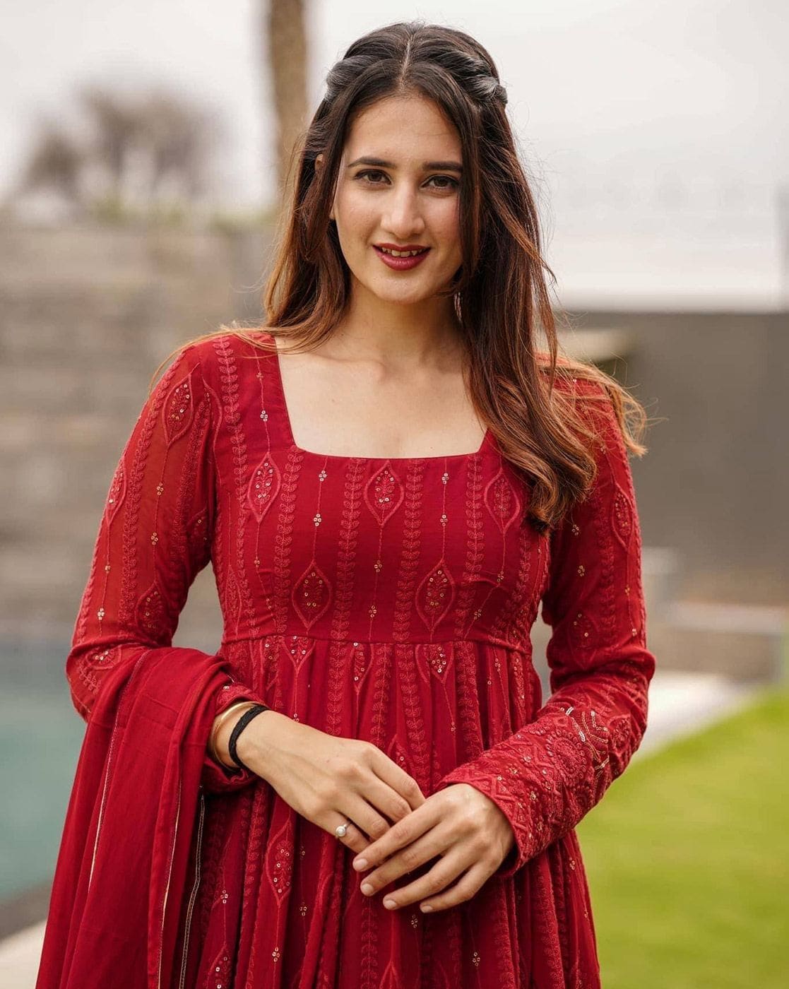 Maroon Georgette Anarkali Suit Set with Dupatta | Anarkali Suit For Women