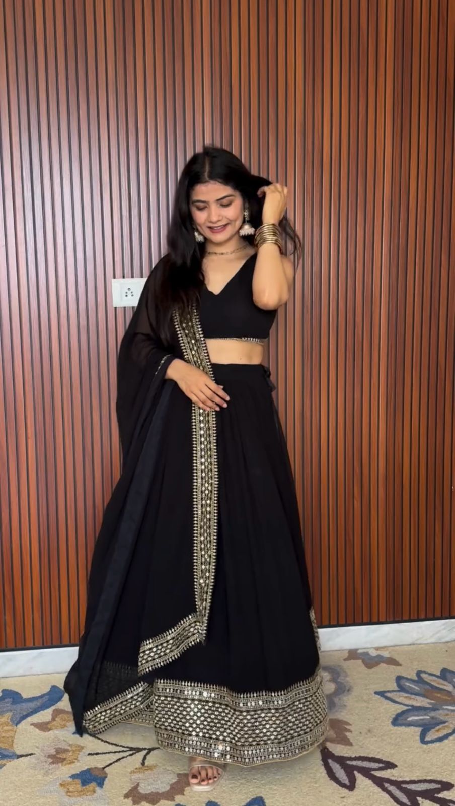 Wedding Wear Black Lehenga For Women