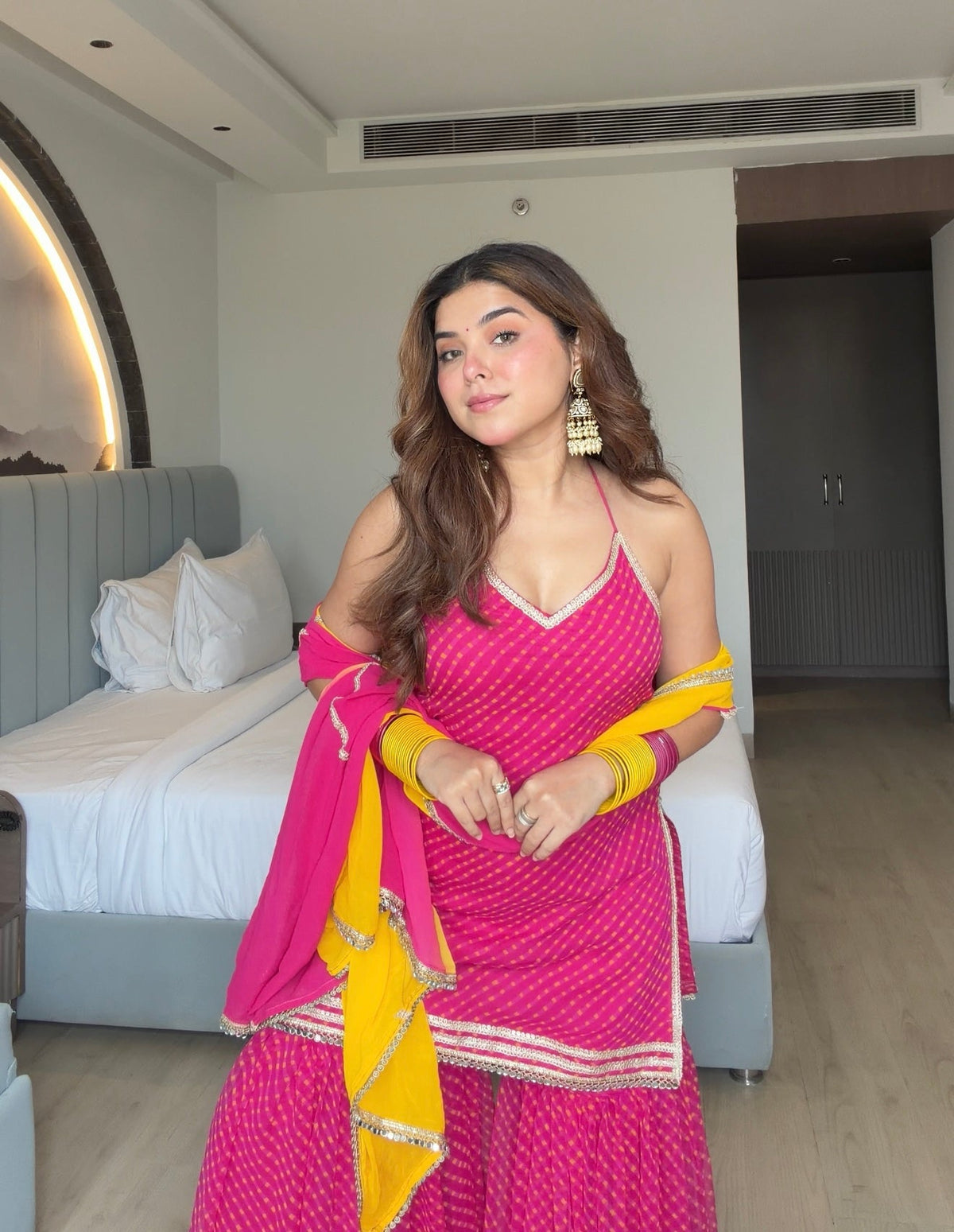 Festive Wear Pink Sharara Suit Set for Women | Mehendi, Haldi & Wedding Wear