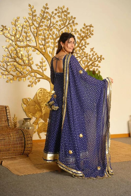 Festive Printed Georgette Anarkali Suit Set with Dupatta | Sangeet Outfit Women