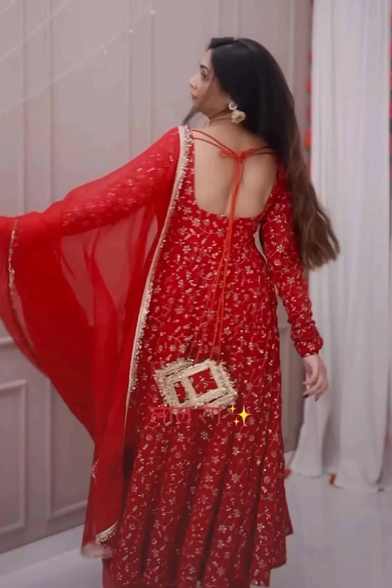 Red Georgette Embroidered Anarkali Suit Perfact For Festive Wear