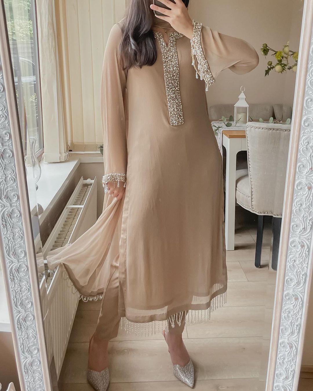 Dusty Rose Moti Handwork Kurta Set For Women | Buy Eid Special Dress For Women
