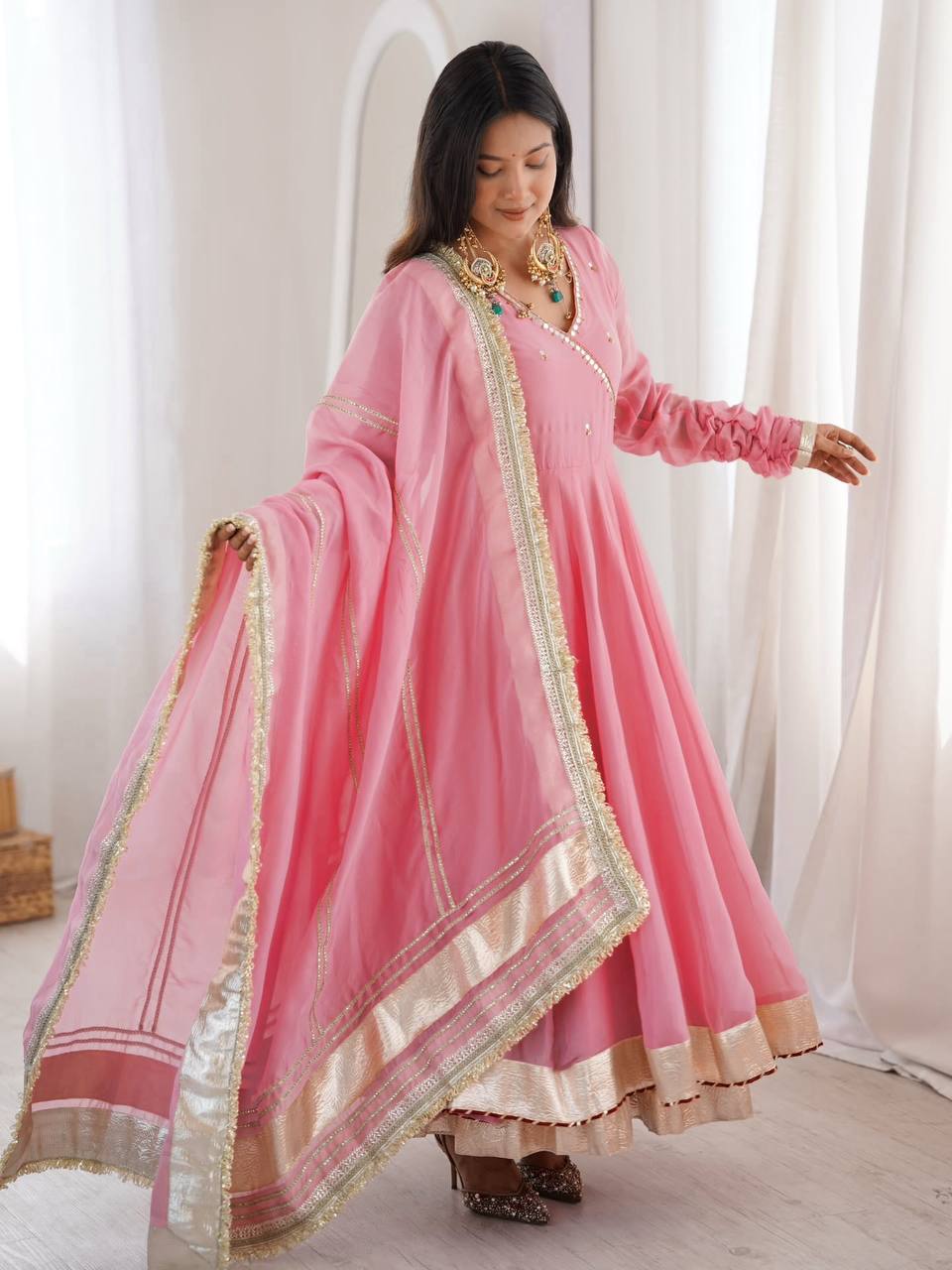 Pink Flared Anarkali Suit For Women | Wedding, Party & Festive Wear