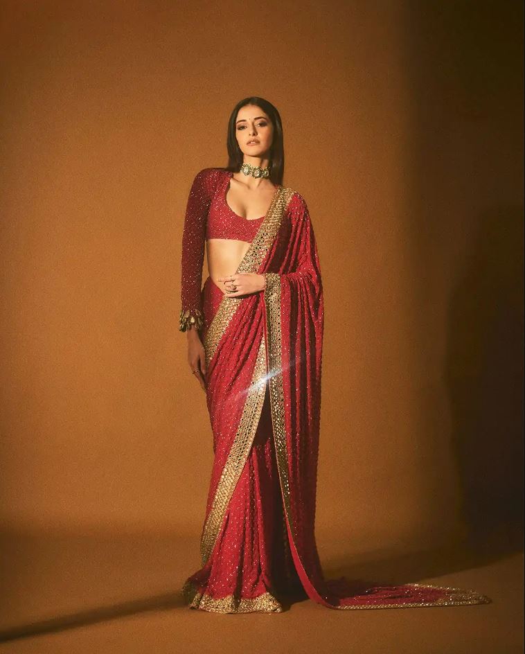 Hot Red Mirror Work Saree For Women | Saree For Wedding | Saree For Women Party Wear