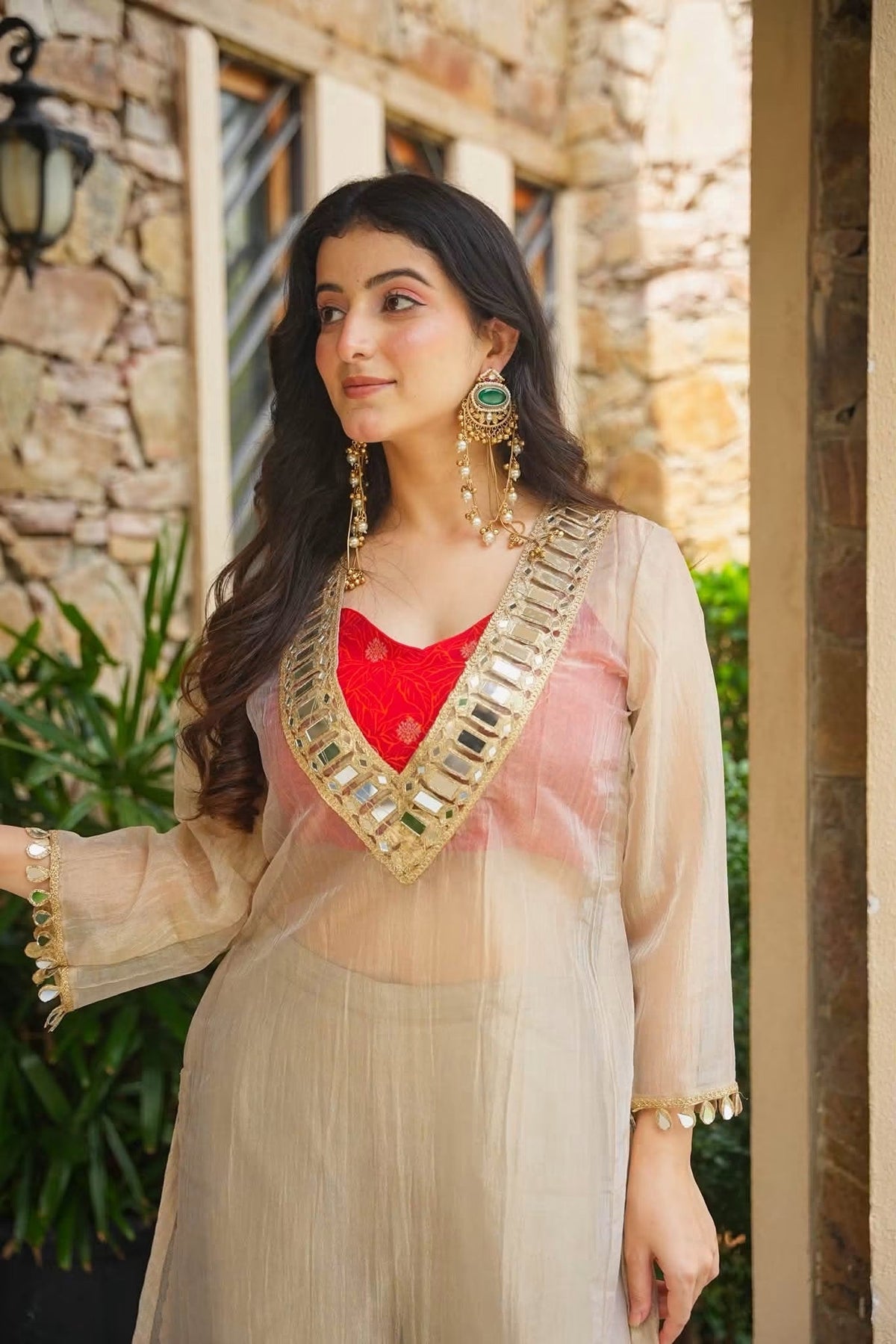 Ivory Salsa Silk Anarkali Palazzo Suit For Women | Festive & Wedding Wear for Women