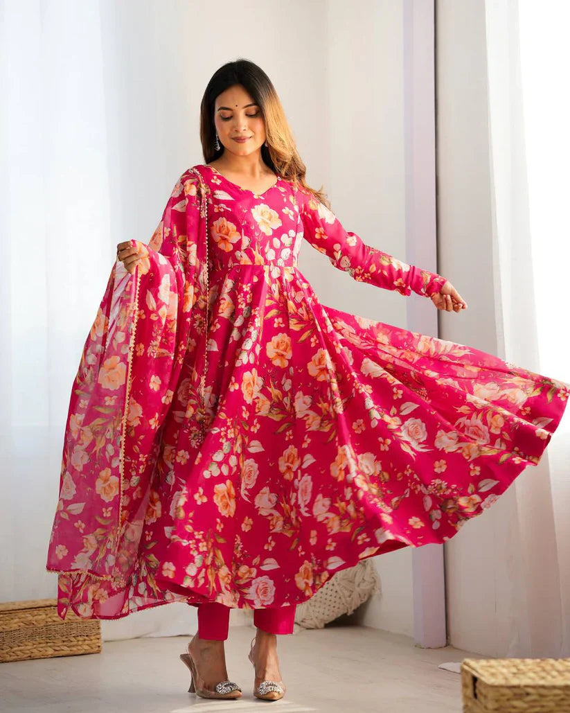 Function Wear Inaaya Ready To Wear Soft Flowing Floral Anarkali Set