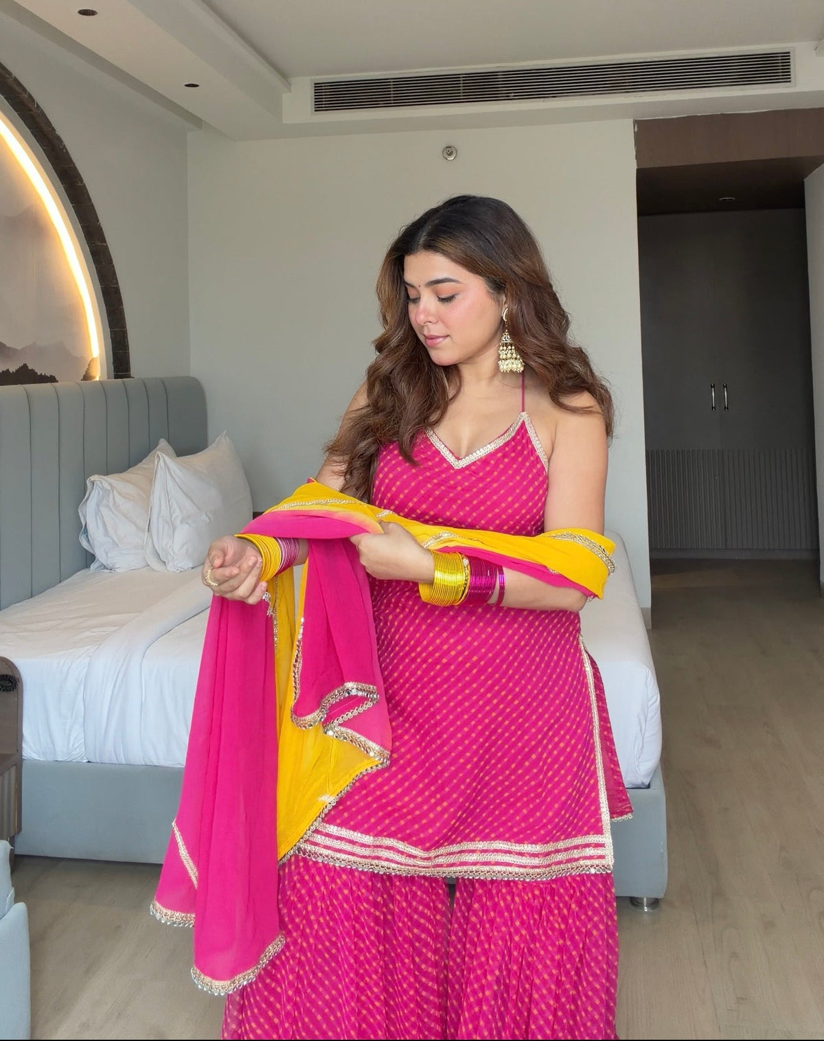 Festive Wear Pink Sharara Suit Set for Women | Mehendi, Haldi & Wedding Wear