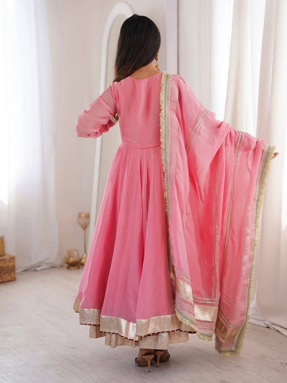 Pink Flared Anarkali Suit For Women | Wedding, Party & Festive Wear