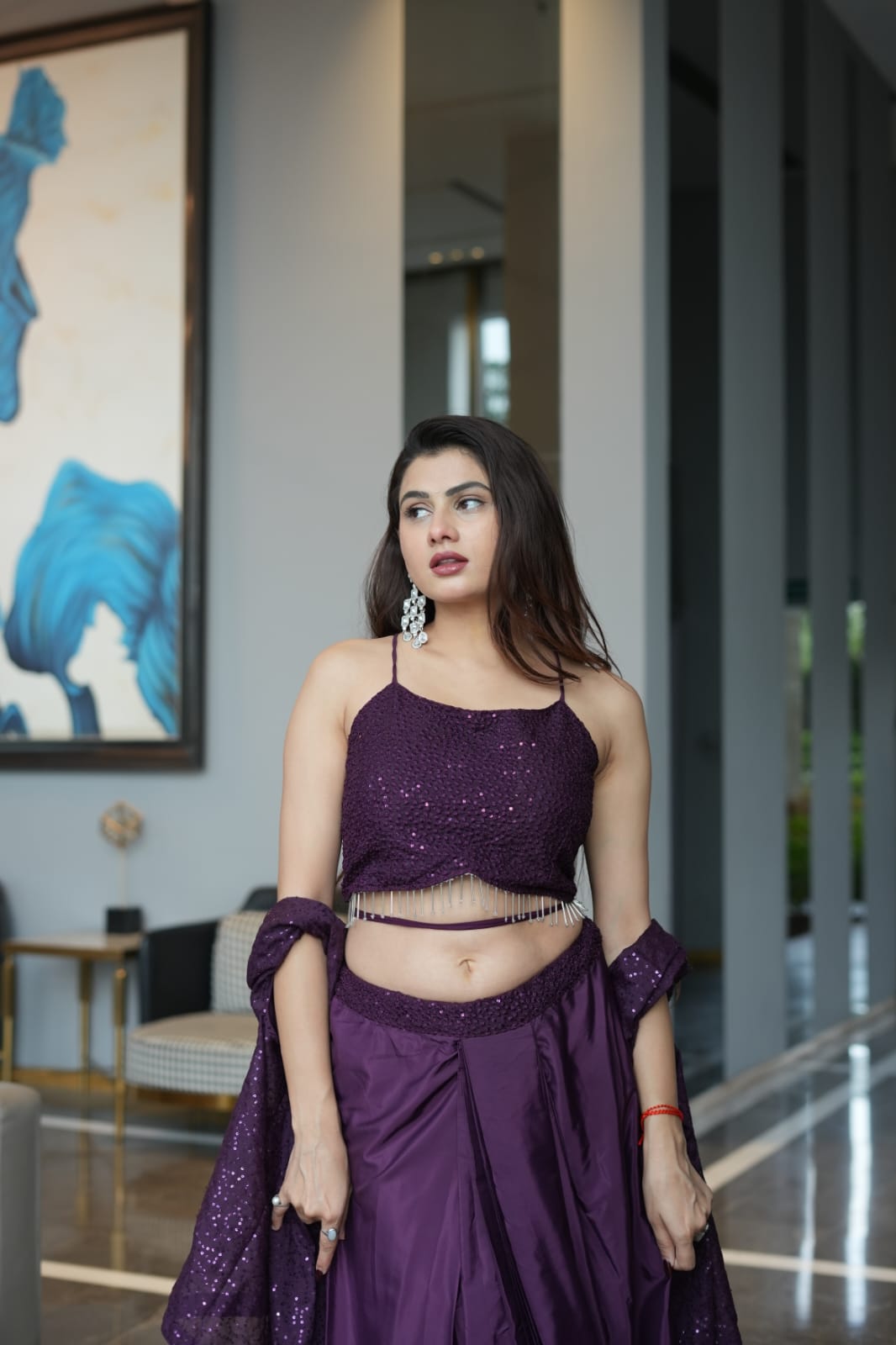 Modern Chic Wine Indo Western Dhoti Suit With Shrug | Indo Western Dress For Women