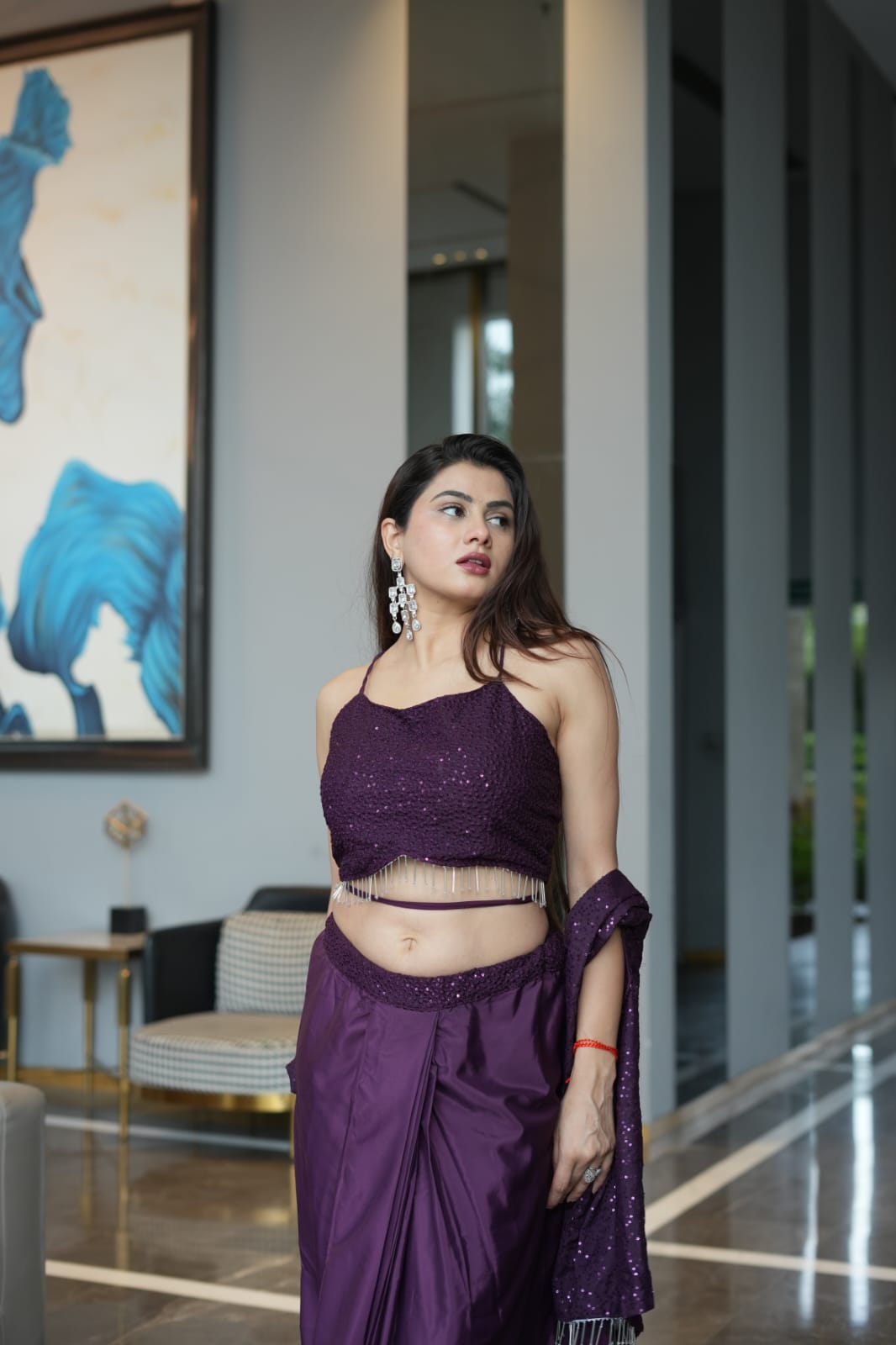 Modern Chic Wine Indo Western Dhoti Suit With Shrug | Indo Western Dress For Women