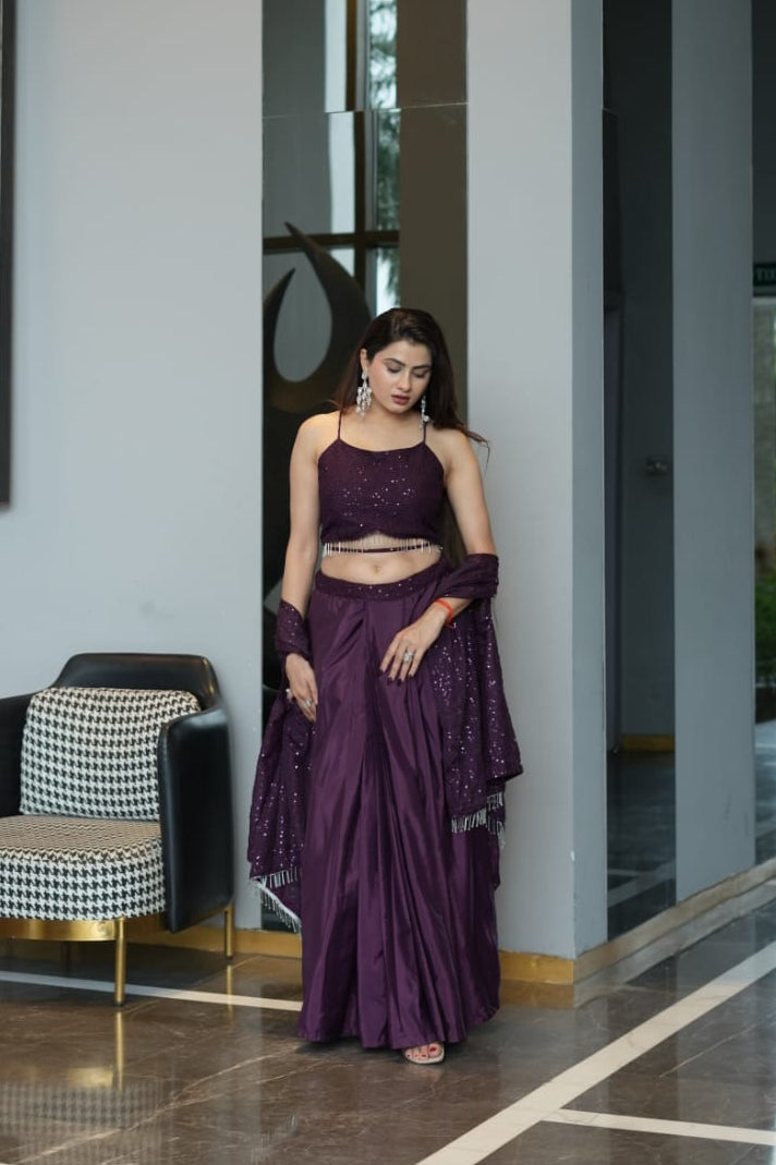 Modern Chic Wine Indo Western Dhoti Suit With Shrug | Indo Western Dress For Women